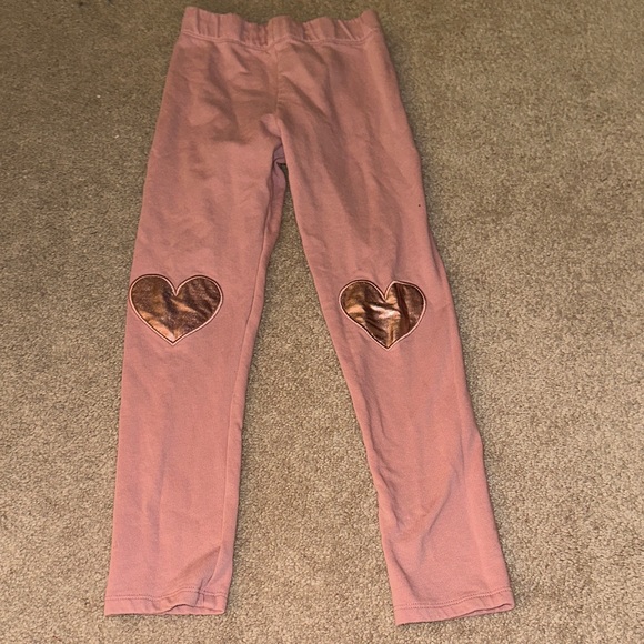 H&M Kids Mauve Leggings with Heart Patches - Picture 1 of 2